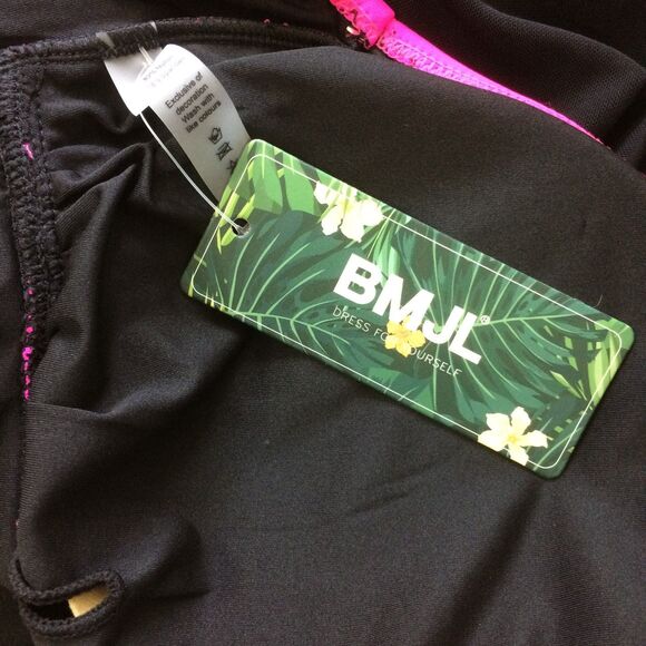 NEW BMJL Swim Dress XXL Pink Black Sheer Skirt Adjustable Straps New with Tags - Picture 6 of 6